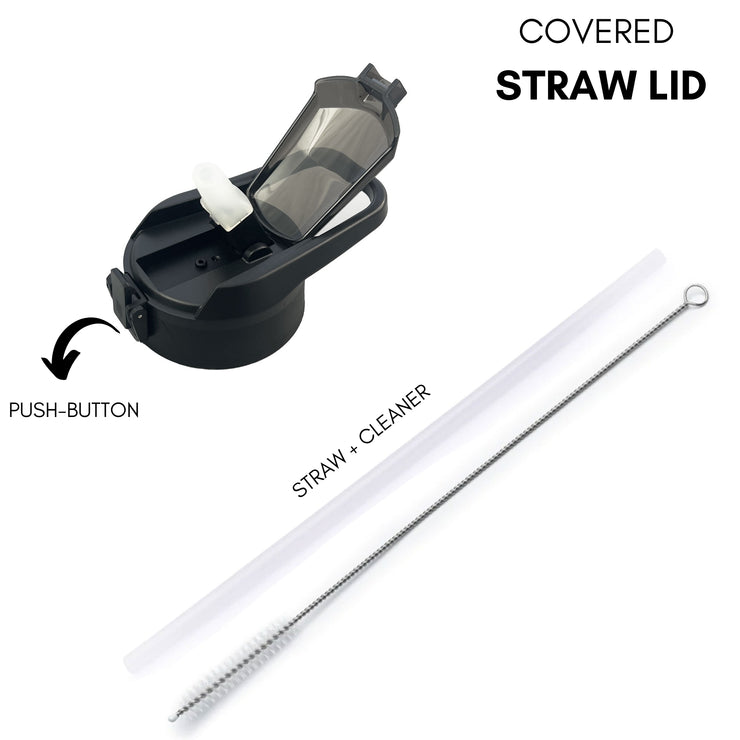 Black Covered Straw Lid